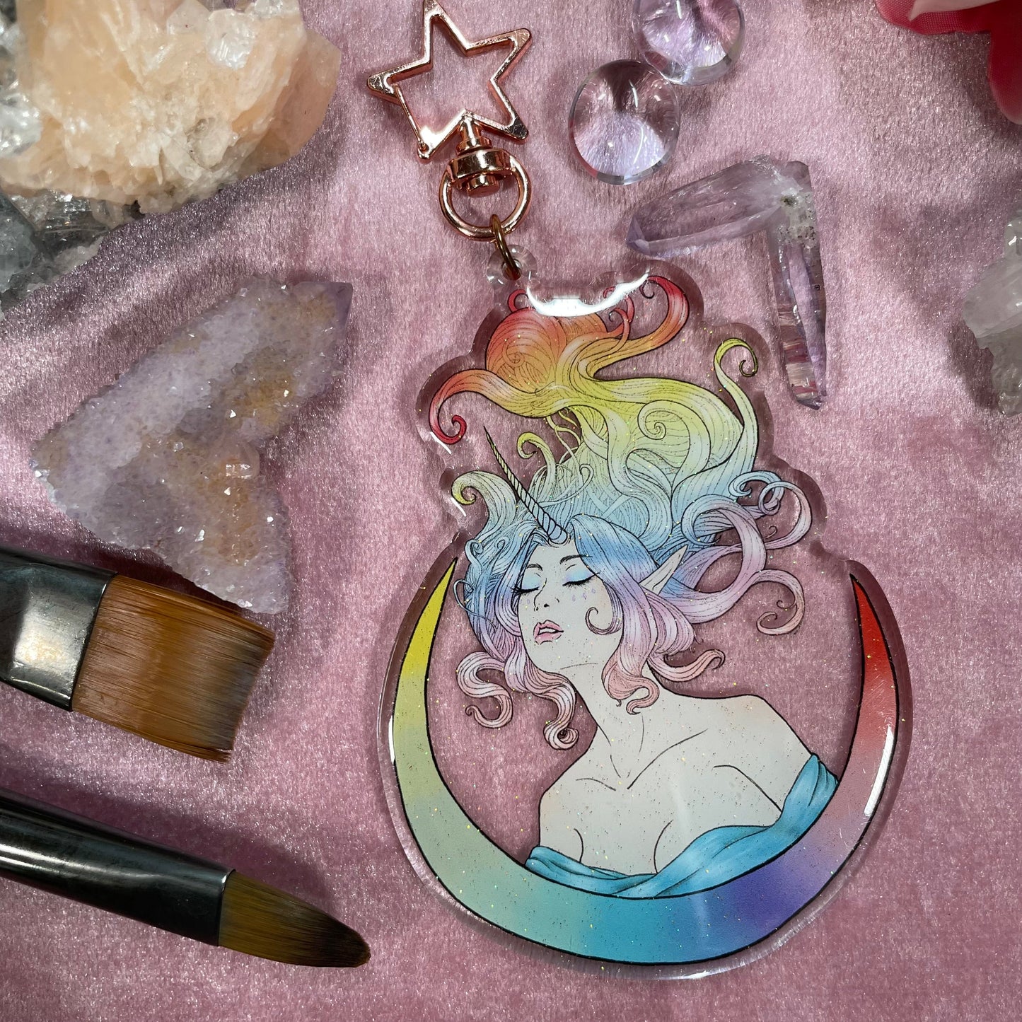 Unicorn Woman Acrylic Keychain