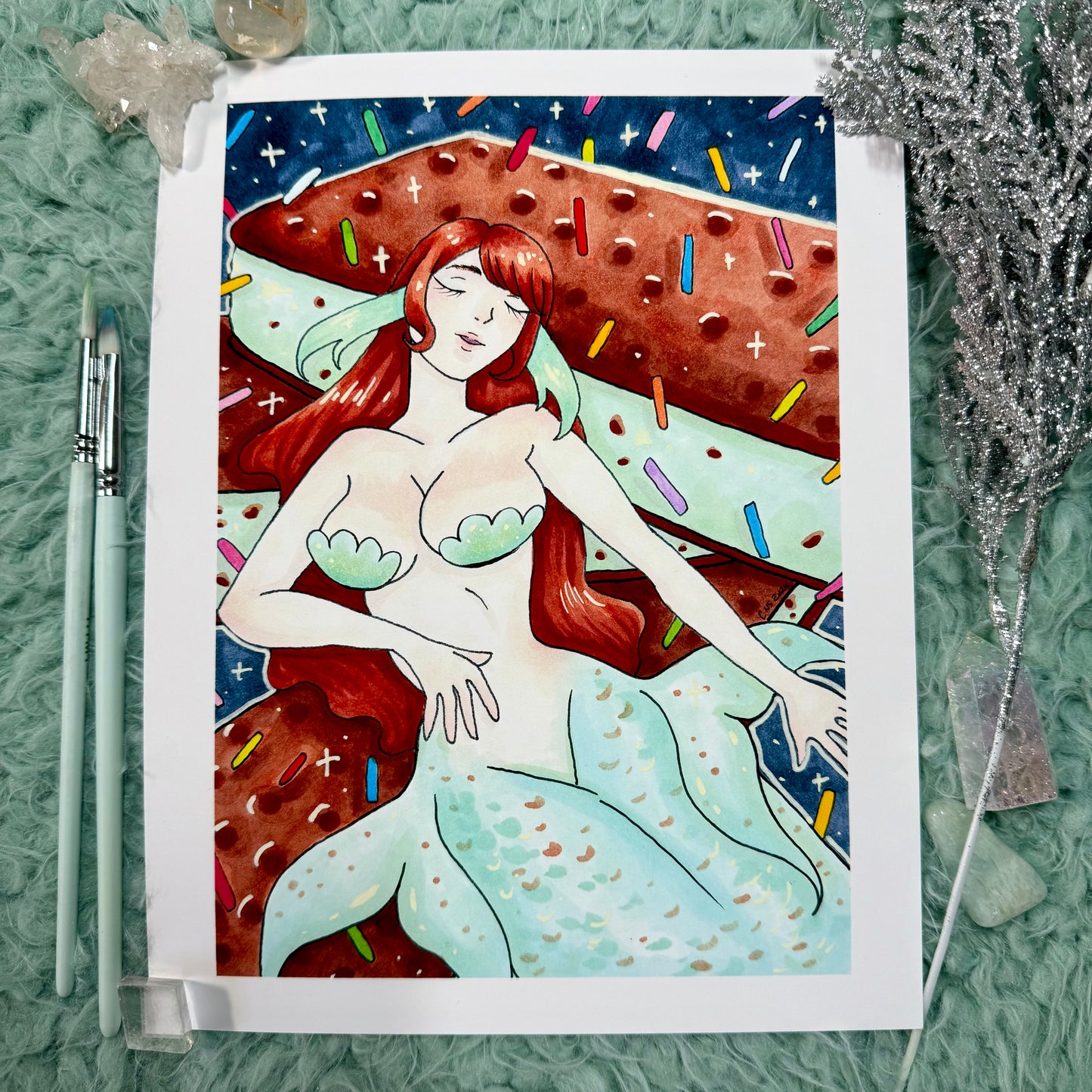 Ice Cream Sandwich Mermaid Print
